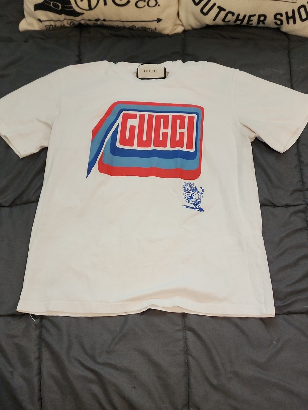 Gucci Red And Blue Logo Shirt Size M